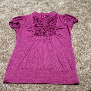 Derek Heart Magenta Ruffle Blouse
